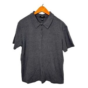 Alfani Gray Short Sleeve Quarter Button Collared Cotton Shirt‎ Men’s Size L